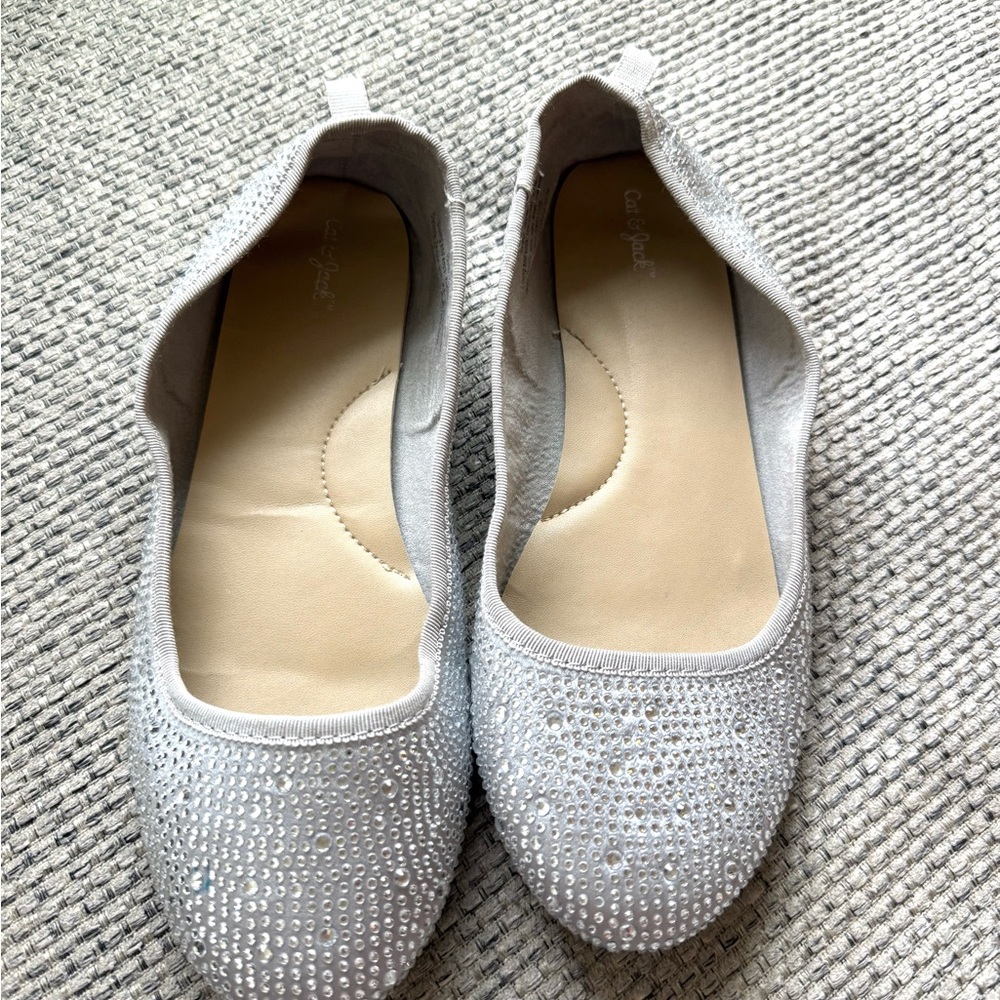 Cat & Jack Elegant Silver Girls Ballet Flats SIZE 4